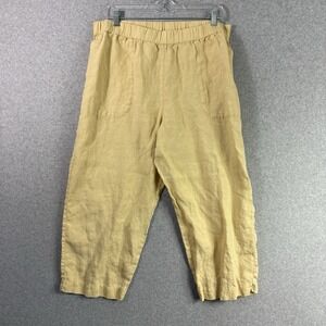Chico's linen capri pants womens 3 (US L) butter yellow ivory pull on cropped